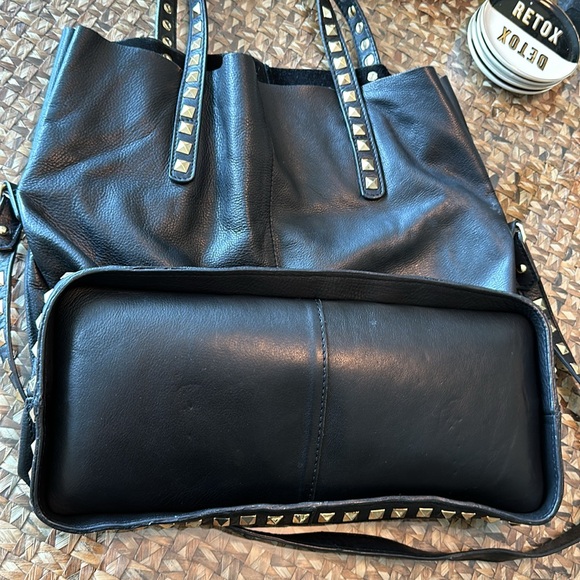 Zara black leather studded tote bag - Picture 5 of 14
